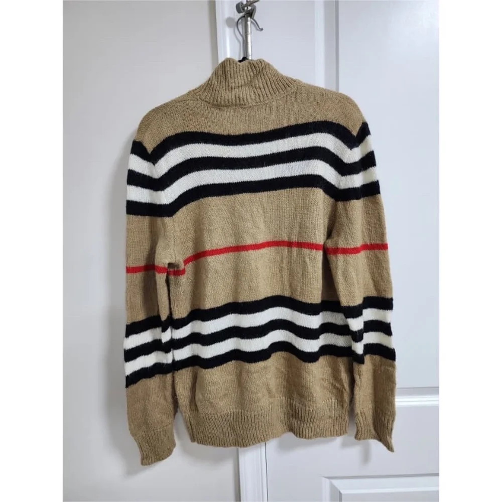 Authentic Burberry Women's Striped V-Neck Button Cardigan Mohair Blend - Picture 2 of 12